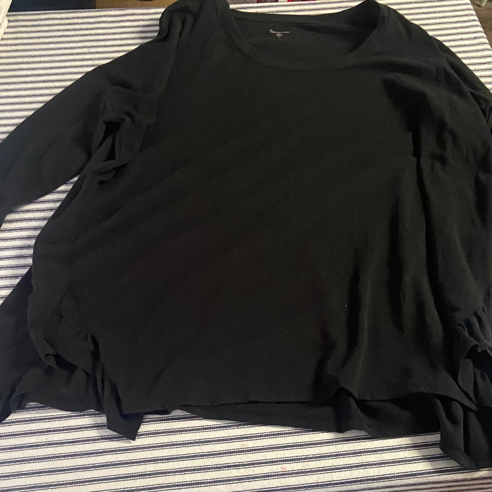Garnet Hill Women's Long Sleeve Black Top